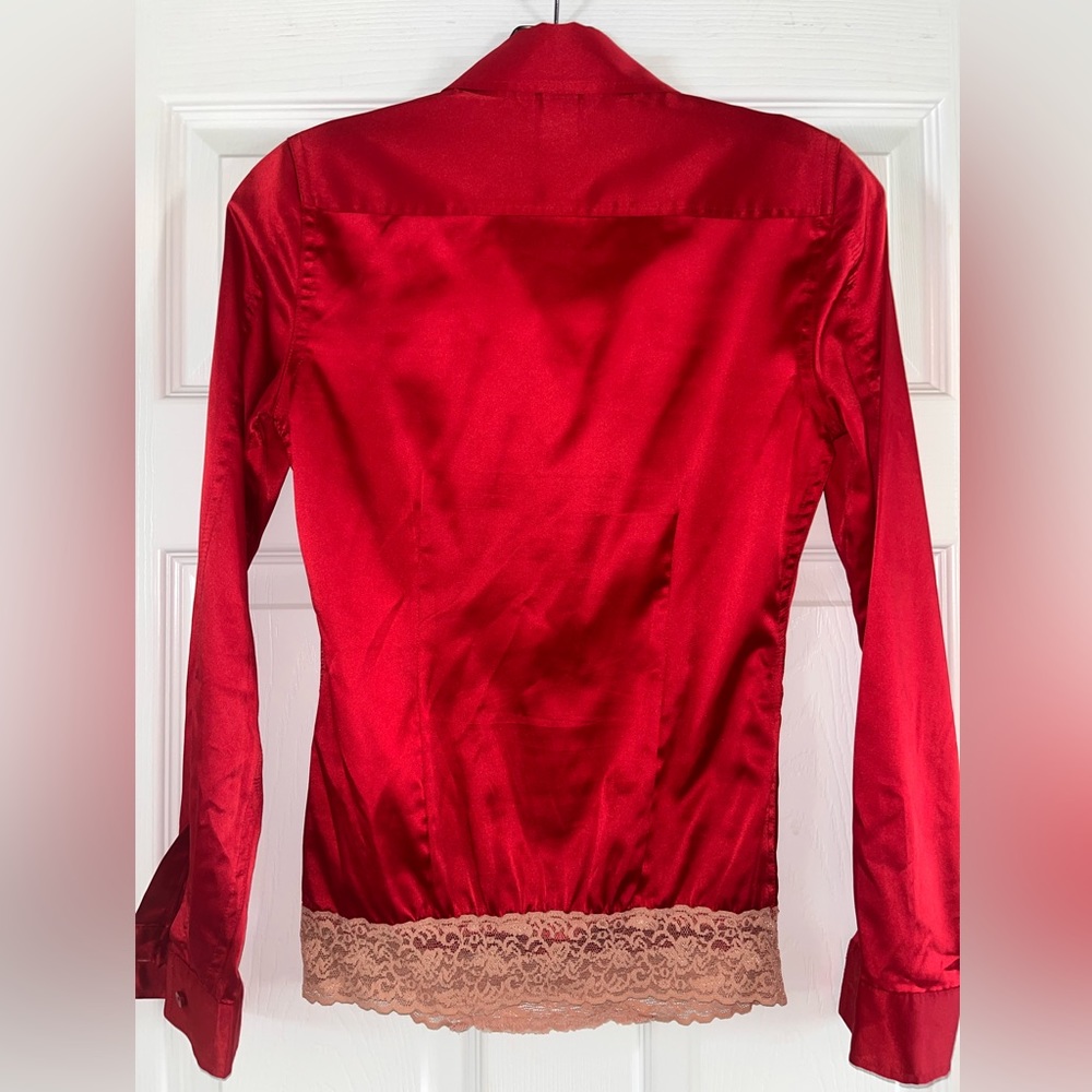 Beautiful RED Silky Dress Shirt - Picture 2 of 3